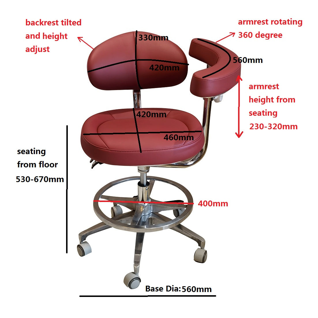 SC1268 microfiber leather Dental assistant chair  stool for dentist surgical examination
