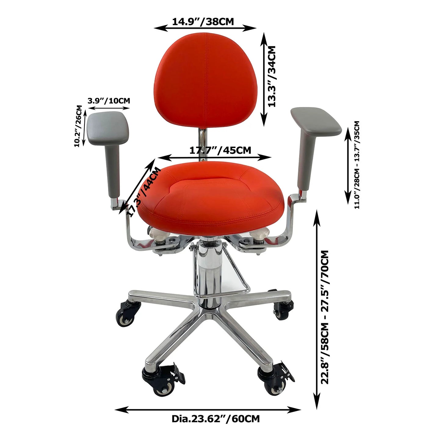 hydraulic red surgical chair dimension