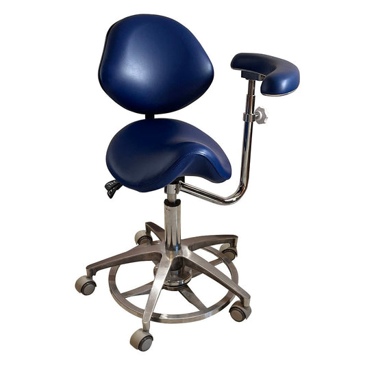 dental saddle assistant chair with foot operated up and down system